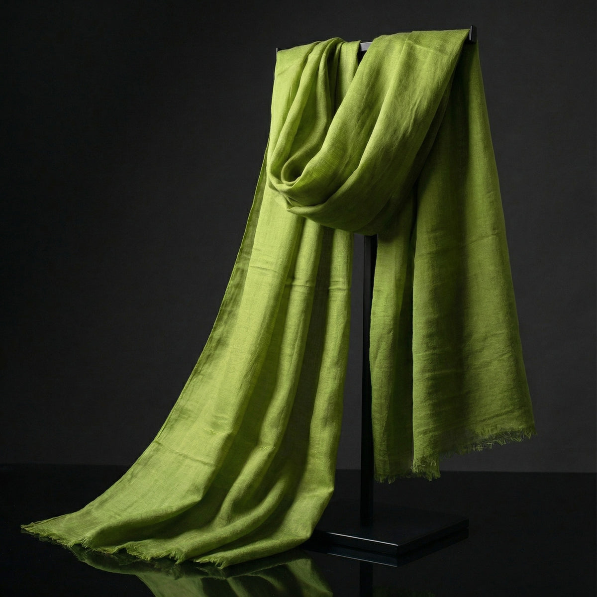 Lightweight Original Tan Green Tagelmust crafted in sustainably sourced rayon fabric, breathable Moroccan desert headscarf designed for Sahara travel, safari protection, and hot climate exploration.